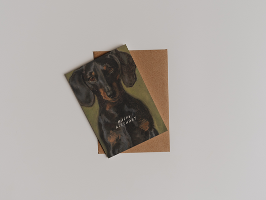 Postcard • Dachshund / Sausagedog • Happy Birthday